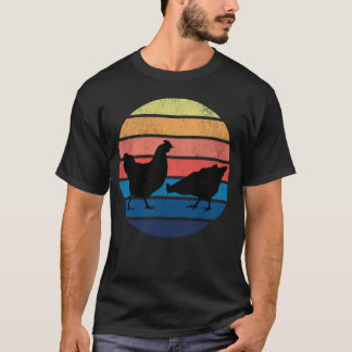 Klassieke Kippenboerderij Zonsondergang Silhouet T-shirt