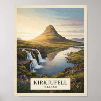 Klassieke Kirkjufell IJsland Reisposter | IJsland Poster
