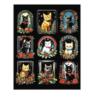 Klassieke Kittens Kerstkatten Foto Afdruk