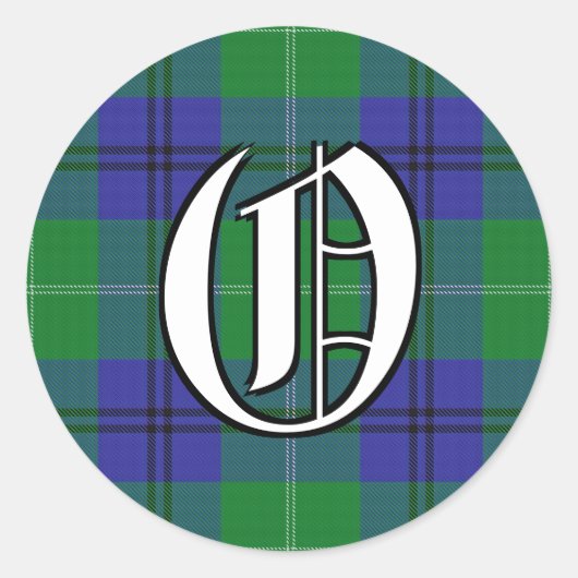 Klassieke klan olifant Tartanmonogram Ronde Sticker (Voorkant)
