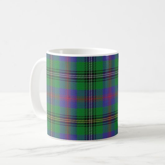 Klassieke Klan Wood Groen en Blauw Tartan Pset Koffiemok (Voorkant links)