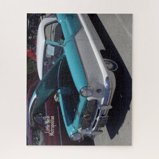 Klassieke kleine Turquoise Nash Metropolitan Car Legpuzzel (Verticaal)