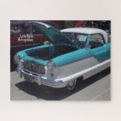 Klassieke kleine Turquoise Nash Metropolitan Car Legpuzzel (Horizontaal)