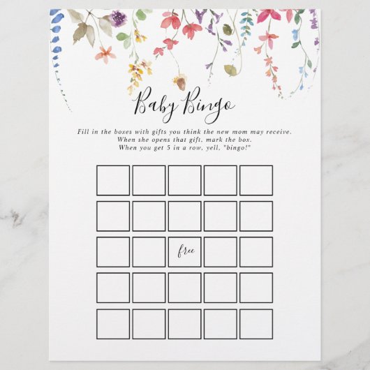 Klassieke kleurige Wilde Baby Bingo Shower Game (Voorkant)