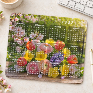 Klassieke Kleurrijke Bloemboeket 2027 Kalender Muismat