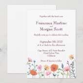 Klassieke kleurrijke bloemengroen bruiloft kaart (Voorkant / Achterkant)