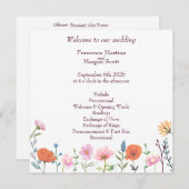 Klassieke kleurrijke bloemengroen bruiloft programmakaart (Voorkant / Achterkant)