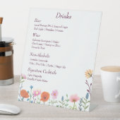 Klassieke kleurrijke bloemengroen drink menu reclamebord met voetstuk (Insitu)