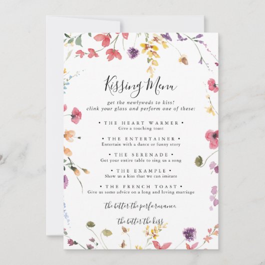 Klassieke kleurrijke bruiloft menu Spel Kaart (Voorkant)