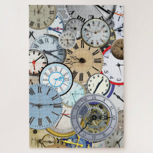Klassieke kleurrijke collage van vervormde klokken legpuzzel