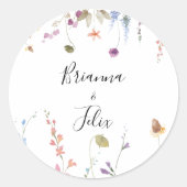 Klassieke kleurrijke Floral Wedding Envelope-zegel Ronde Sticker (Voorkant)