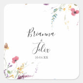 Klassieke kleurrijke Floral Wedding Envelope-zegel Vierkante Sticker (Voorkant)