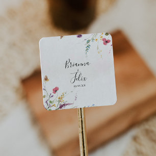Klassieke kleurrijke Floral Wedding Envelope-zegel Vierkante Sticker