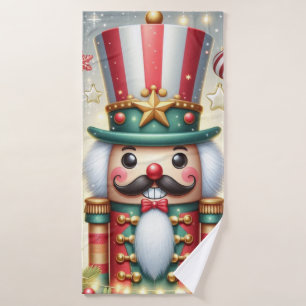 Klassieke, kleurrijke, grillige kerst notenkraker badhanddoek