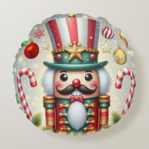 Klassieke, kleurrijke, grillige kerst notenkraker rond kussen