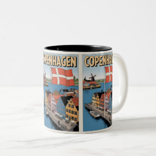 Klassieke kleurrijke huizen cadeaus uit Kopenhagen Tweekleurige Koffiemok