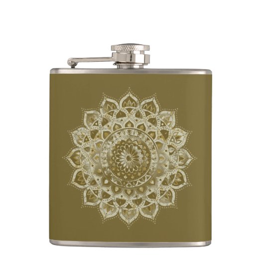 Klassieke kleurrijke Mandala in Indiase stijl 4 Heupfles (Voorkant)