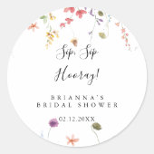 Klassieke Kleurrijke Sip Sip Hooray Bruidsfeest Ronde Sticker (Voorkant)