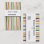 Klassieke kleurrijke vun retrostijlpatroonstrips visitekaartje (Voorkant / Achterkant)