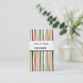 Klassieke kleurrijke vun retrostijlpatroonstrips visitekaartje (Staand voorkant)