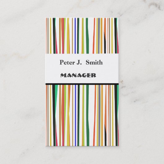 Klassieke kleurrijke vun retrostijlpatroonstrips visitekaartje (Voorkant)