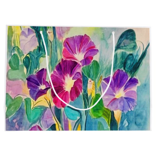 Klassieke kleurrijke Waterverf Floral Morning Glor Groot Cadeauzakje (Achterkant)