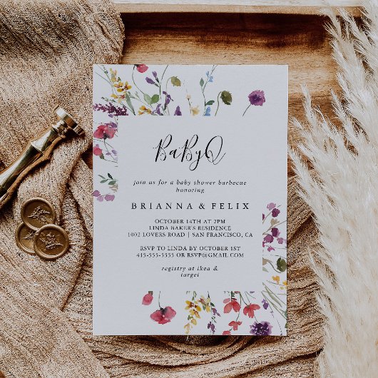 Klassieke kleurrijke Wilde BabyQ Baby shower Barbe Kaart