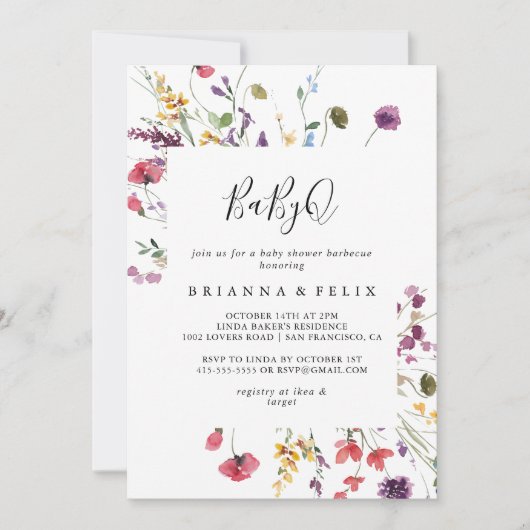 Klassieke kleurrijke Wilde BabyQ Baby shower Barbe Kaart (Voorkant)