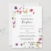 Klassieke Kleurrijke Wilde Bloemen Bruiloftsrecept Kaart (Voorkant)