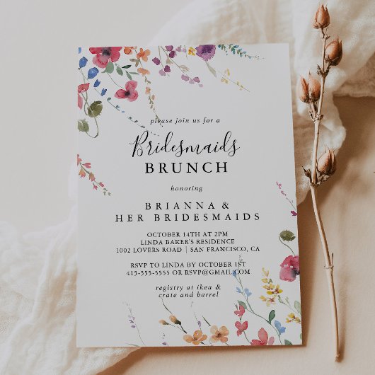 Klassieke kleurrijke wilde bridesmaids Brunch Show Kaart