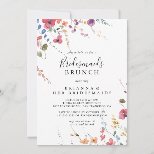 Klassieke kleurrijke wilde bridesmaids Brunch Show Kaart (Voorkant)