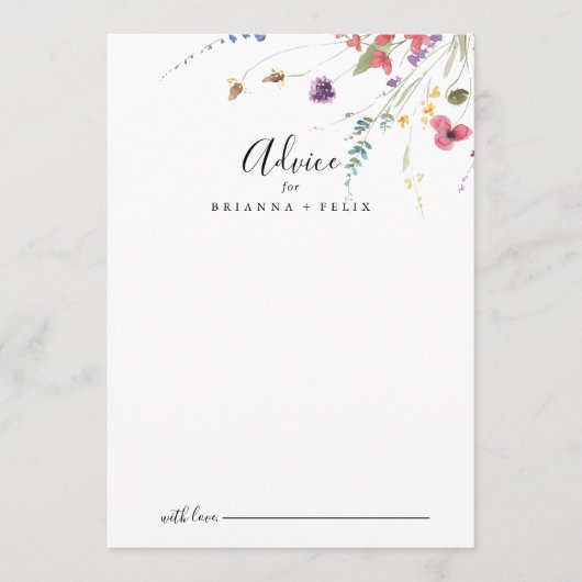 Klassieke kleurrijke wilde flora bruiloft advieskaart (Voorkant)
