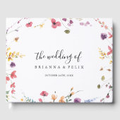 Klassieke kleurrijke wilde flora bruiloft gastenboek (Voorkant)