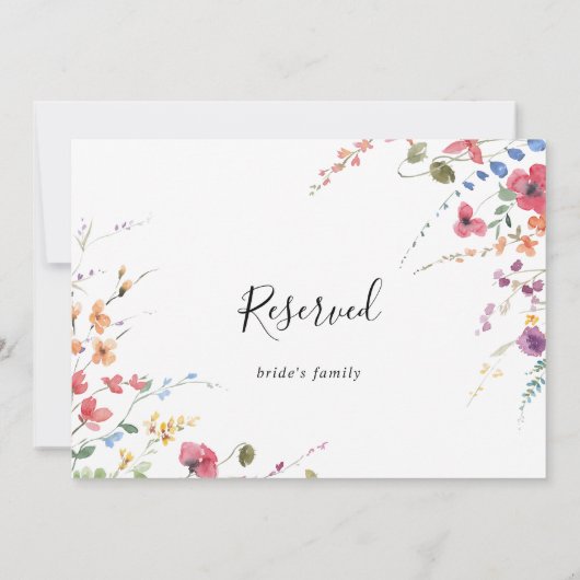 Klassieke kleurrijke wilde flora bruiloft gereserv (Achterkant)