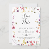 Klassieke kleurrijke wilde flora bruiloft save the date (Voorkant)
