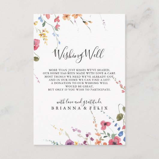 Klassieke kleurrijke wilde flora bruiloftswending  informatiekaartje (Voorkant)