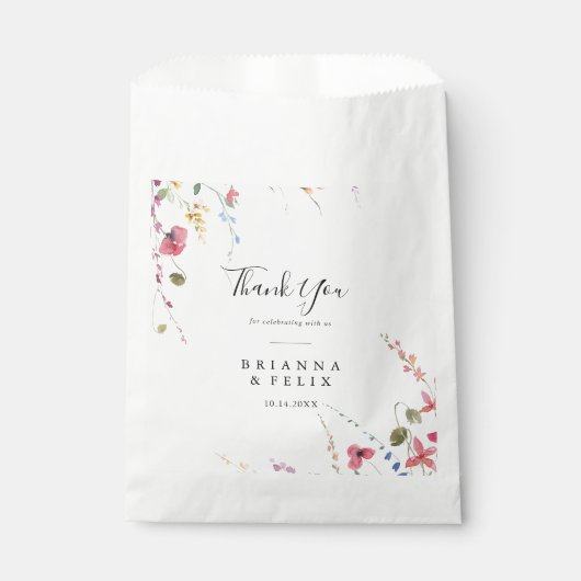 Klassieke kleurrijke wilde flora Dank je huwelijk Bedankzakje (Voorkant)