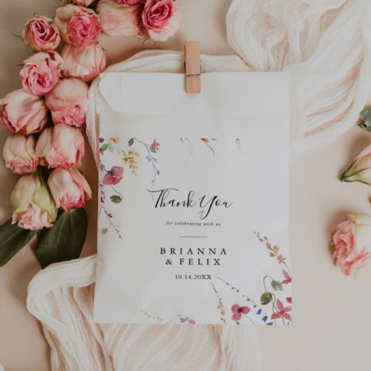 Klassieke kleurrijke wilde flora Dank je huwelijk Bedankzakje