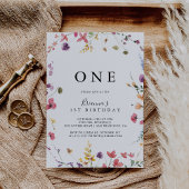 Klassieke kleurrijke wilde flora eerste verjaardag kaart