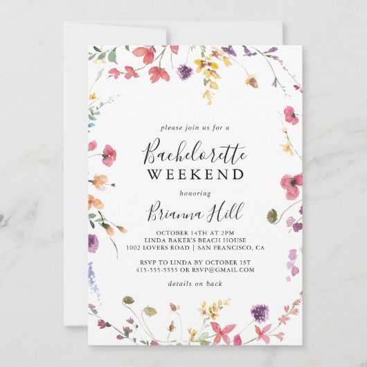 Klassieke kleurrijke Wilde Floral Bachelorette Wee Kaart (Voorkant)