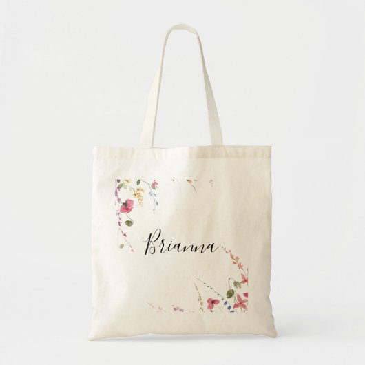 Klassieke kleurrijke wilde Floral Bridesmaid Tote Bag (Voorkant)