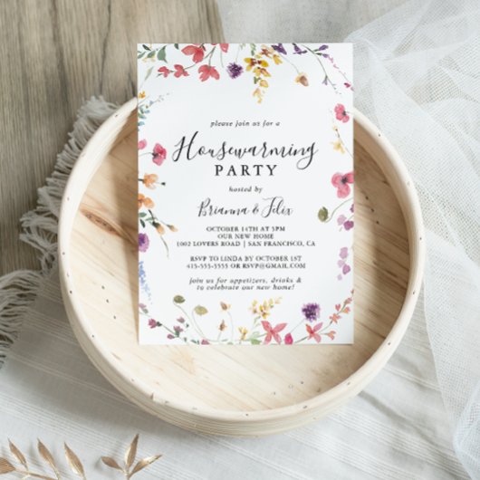 Klassieke kleurrijke Wilde Floral Housewarming Par Kaart