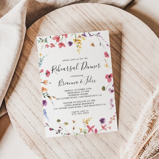 Klassieke kleurrijke wilde-Floral repesal Dinner Kaart