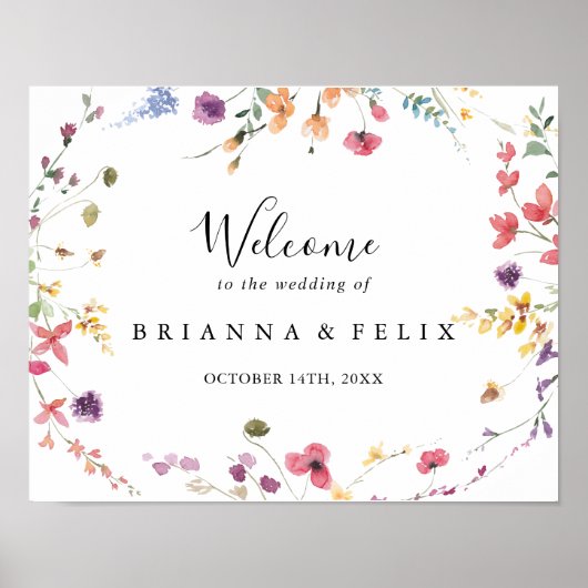 Klassieke kleurrijke wilde Floral Weddenschap Welk Poster (Voorkant)