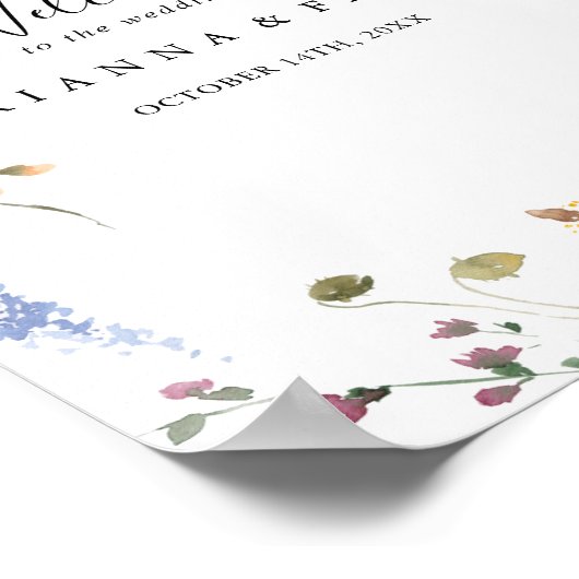 Klassieke kleurrijke wilde Floral Weddenschap Welk Poster (Hoek)