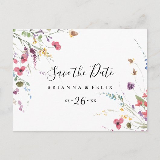 Klassieke kleurrijke wilde horizontale opslagdatum briefkaart (Voorkant)