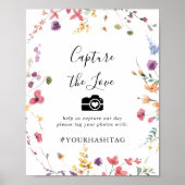 Klassieke kleurrijke wilde vangt de liefdeshashtag poster (Voorkant)