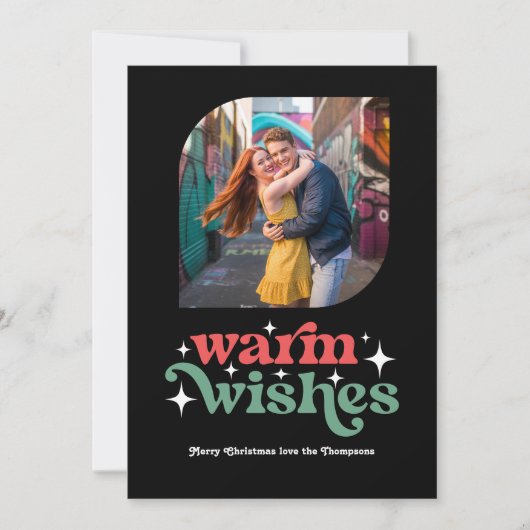 Klassieke kleurstellingen Moderne retro kerstfoto Feestdagenkaart (Voorkant)