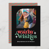 Klassieke kleurstellingen Moderne retro kerstfoto Feestdagenkaart (Voorkant / Achterkant)