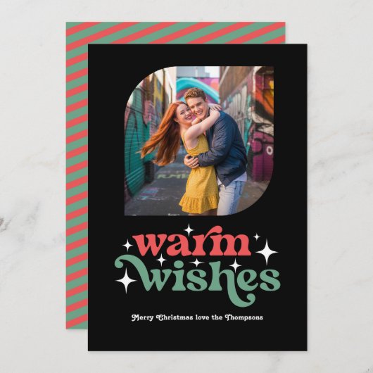 Klassieke kleurstellingen Moderne retro kerstfoto Feestdagenkaart (Voorkant / Achterkant)